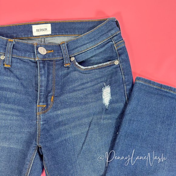 Hudson Natalie Super Skinny Jeans Blue Mid Rise Distressed - Picture 5 of 14